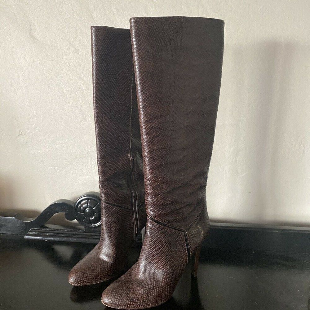 BCBG max azria MARSHA Snake Print Heeled Tall Boot